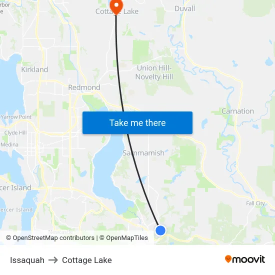 Issaquah to Cottage Lake map