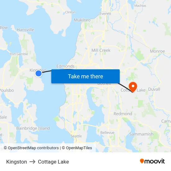 Kingston to Cottage Lake map