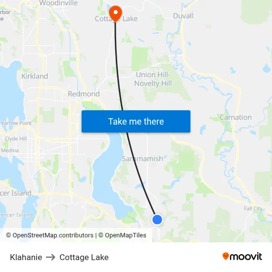 Klahanie to Cottage Lake map