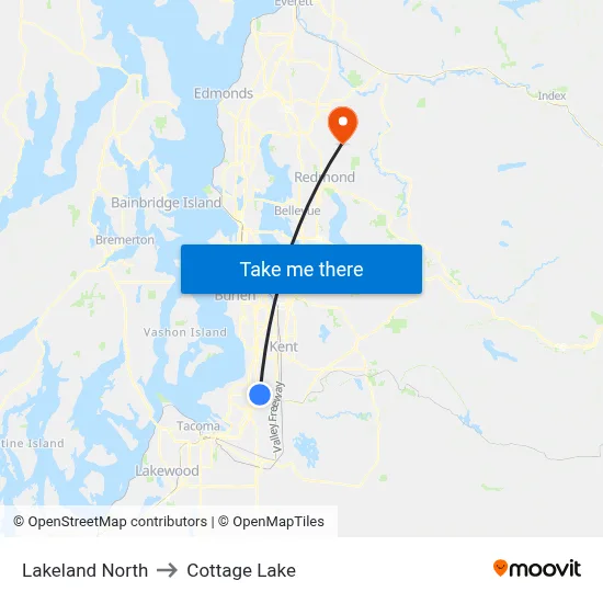 Lakeland North to Cottage Lake map
