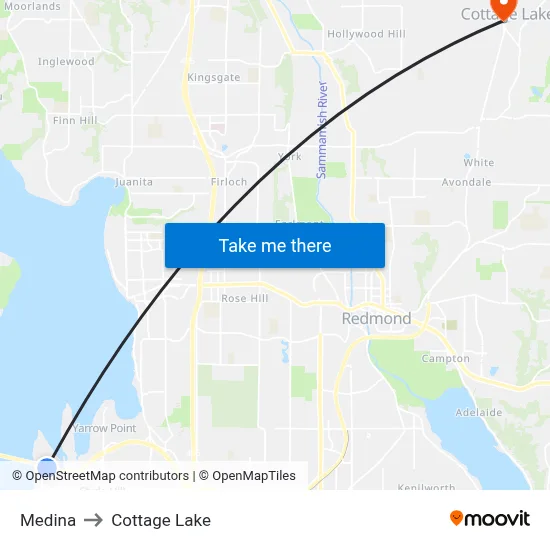 Medina to Cottage Lake map