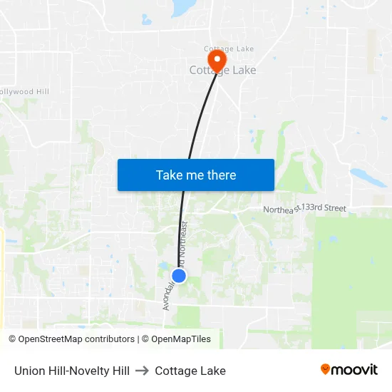 Union Hill-Novelty Hill to Cottage Lake map