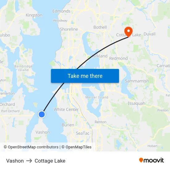 Vashon to Cottage Lake map