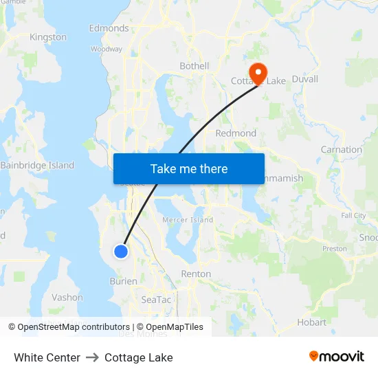 White Center to Cottage Lake map