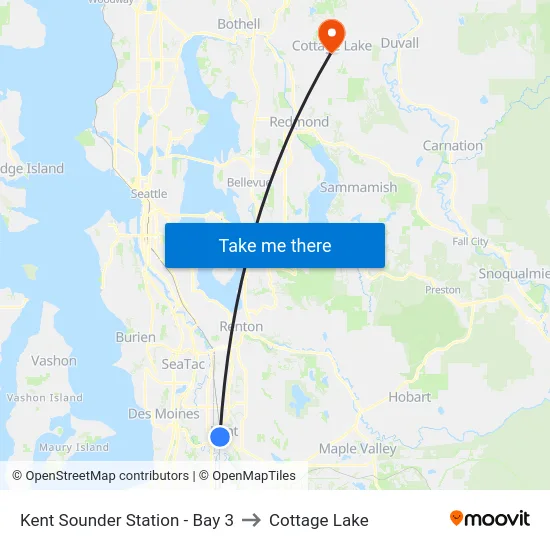 Kent Sounder Station - Bay 3 to Cottage Lake map