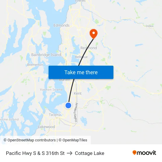 Pacific Hwy S & S 316th St to Cottage Lake map