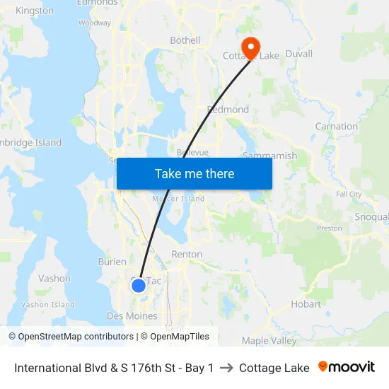 International Blvd & S 176th St - Bay 1 to Cottage Lake map