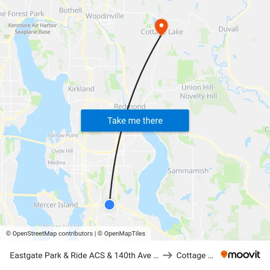 Eastgate Park & Ride ACS & 140th Ave SE - Bay 2 to Cottage Lake map