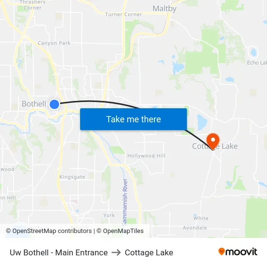 Uw Bothell - Main Entrance to Cottage Lake map