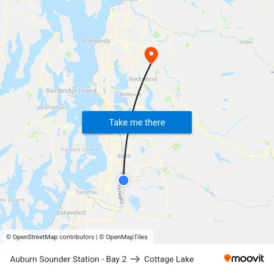 Auburn Sounder Station - Bay 2 to Cottage Lake map