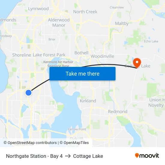 Northgate Station - Bay 4 to Cottage Lake map
