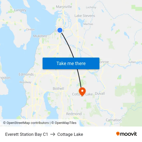 Everett Station Bay C1 to Cottage Lake map