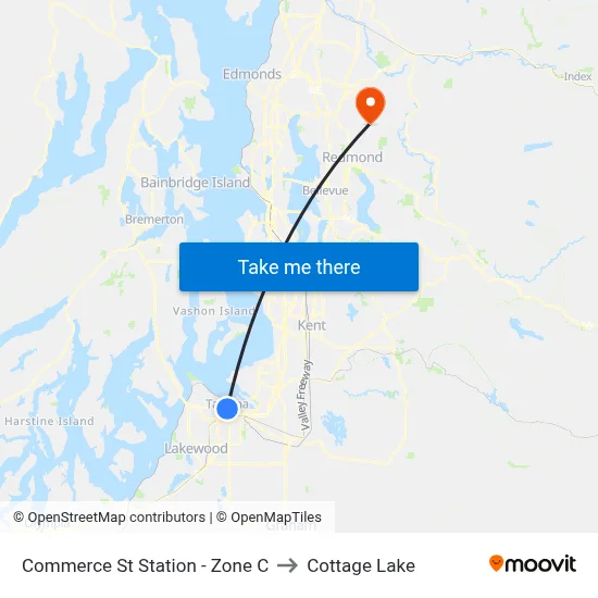 Commerce St Station - Zone C to Cottage Lake map