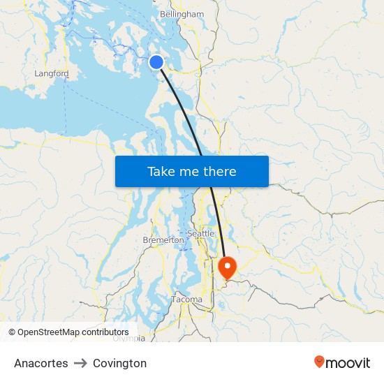 Anacortes to Covington map