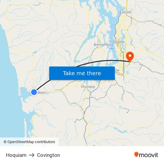 Hoquiam to Covington map