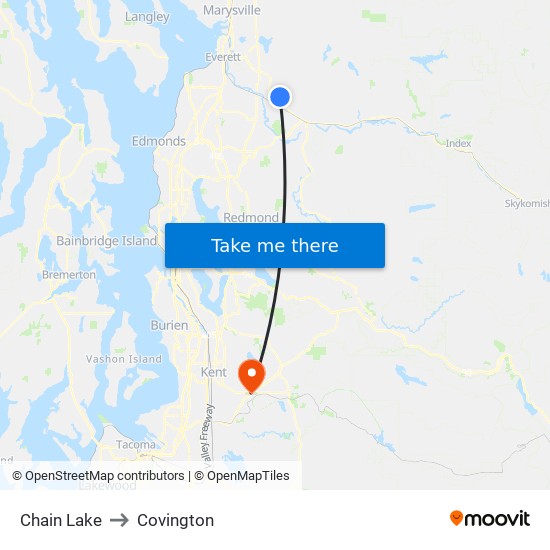 Chain Lake to Covington map