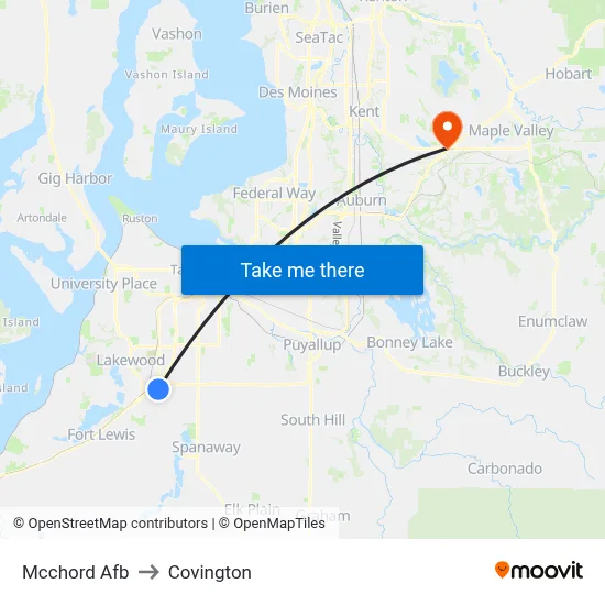 Mcchord Afb to Covington map
