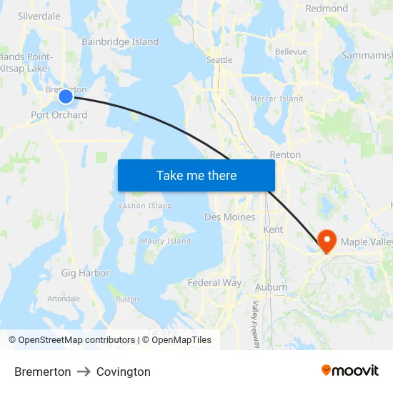 Bremerton to Covington map
