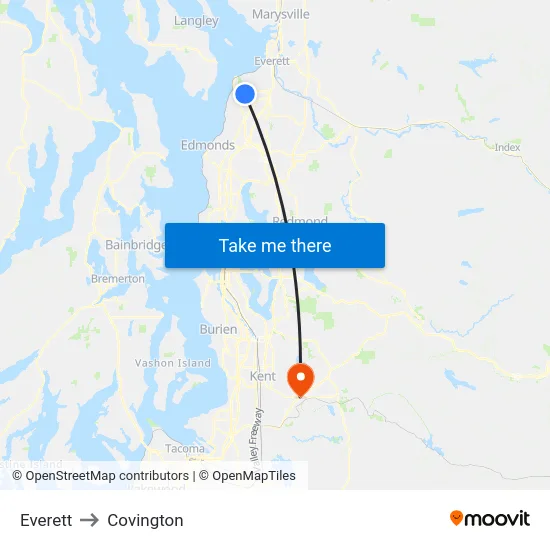 Everett to Covington map