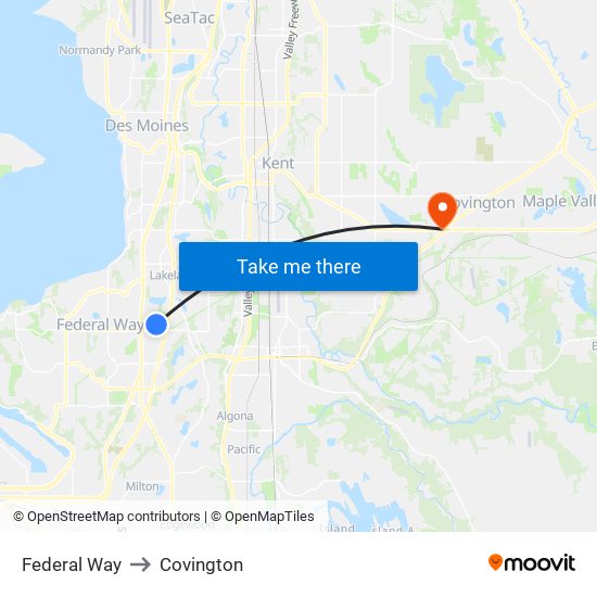 Federal Way to Covington map