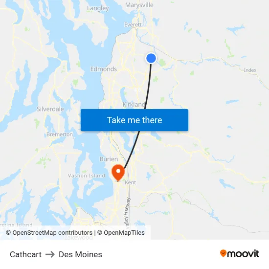 Cathcart to Des Moines map