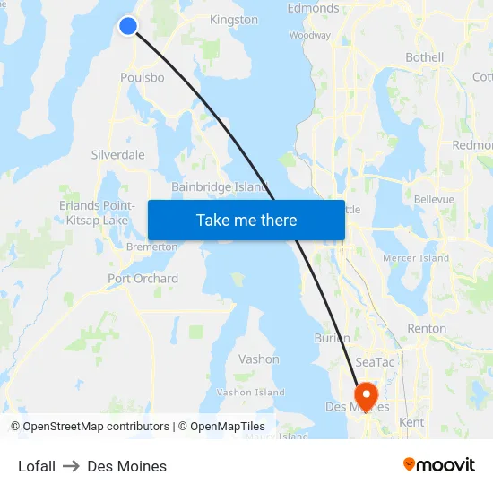 Lofall to Des Moines map