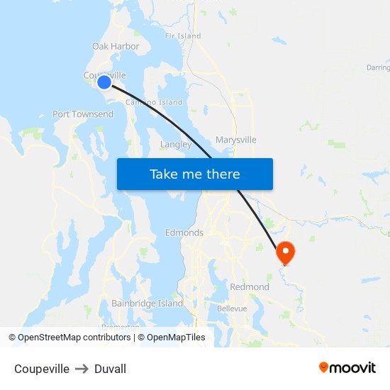 Coupeville to Duvall map