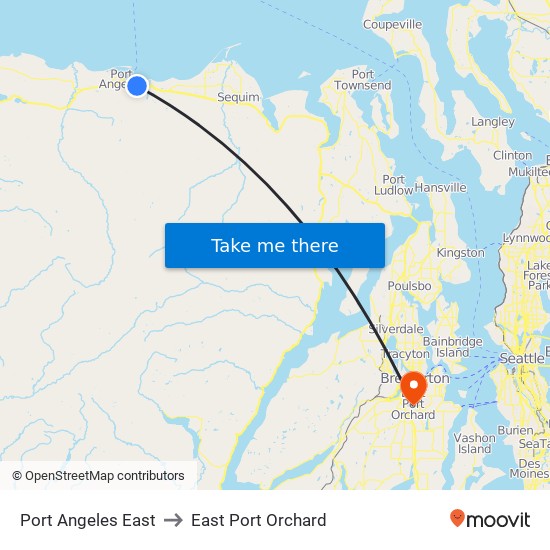 Port Angeles East to East Port Orchard map