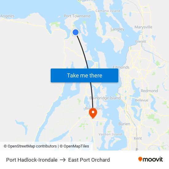 Port Hadlock-Irondale to East Port Orchard map