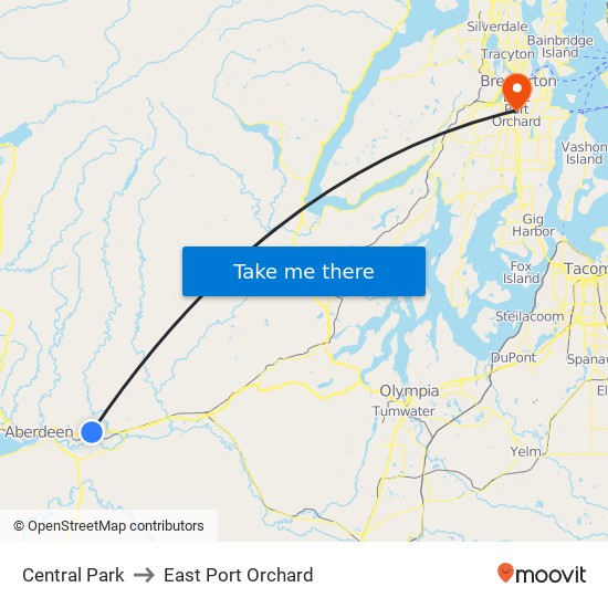 Central Park to East Port Orchard map