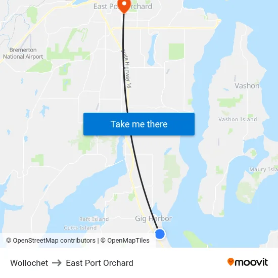 Wollochet to East Port Orchard map