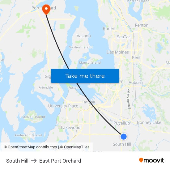 South Hill to East Port Orchard map