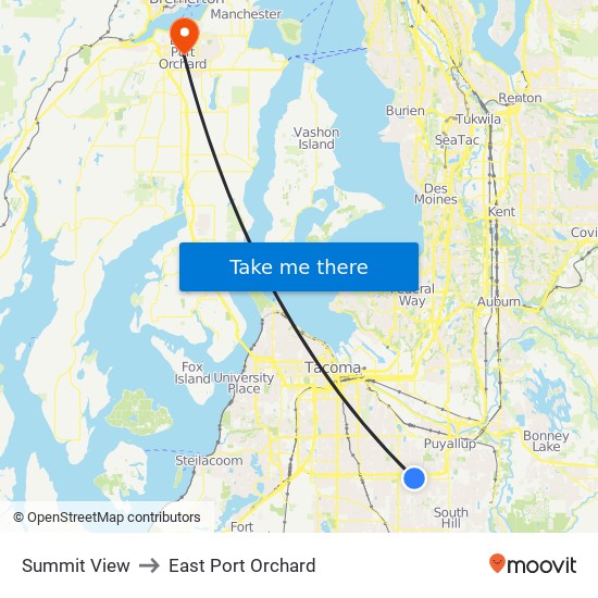 Summit View to East Port Orchard map