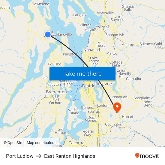 Port Ludlow to East Renton Highlands map