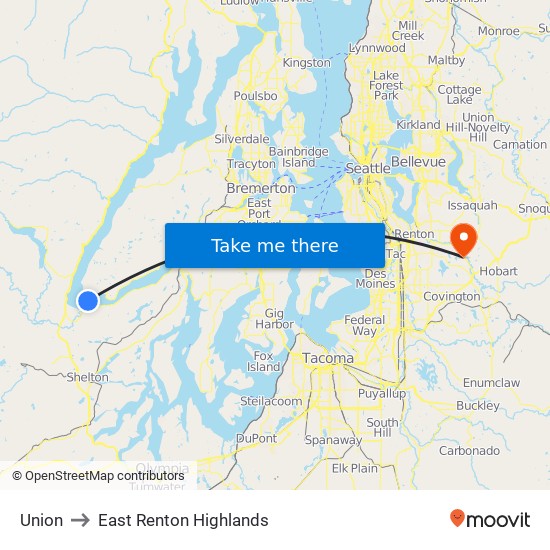 Union to East Renton Highlands map