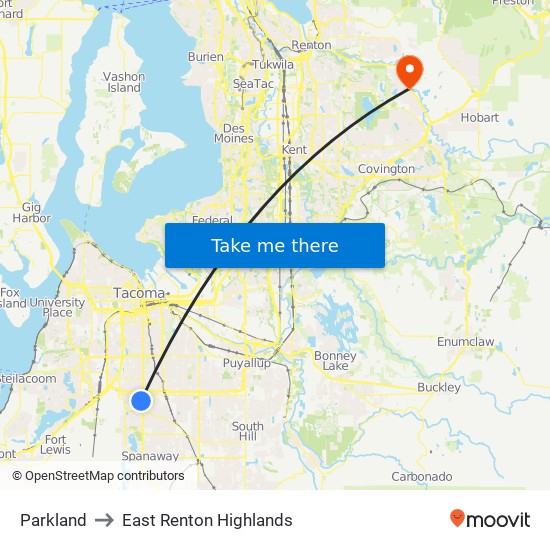 Parkland to East Renton Highlands map