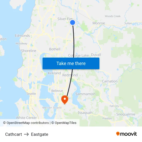 Cathcart to Eastgate map