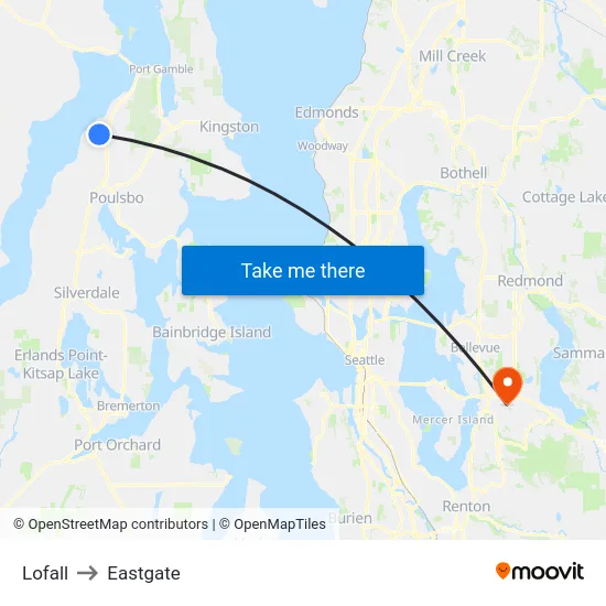 Lofall to Eastgate map