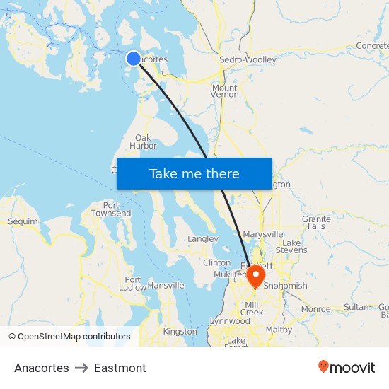 Anacortes to Eastmont map