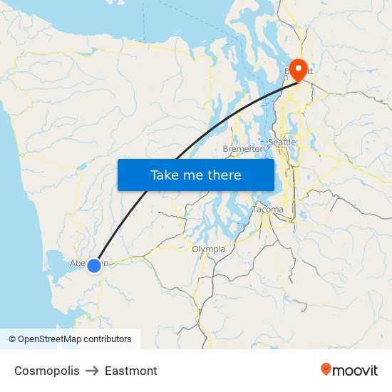 Cosmopolis to Eastmont map