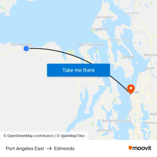 Port Angeles East to Edmonds map