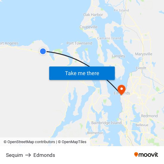 Sequim to Edmonds map