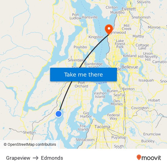 Grapeview to Edmonds map