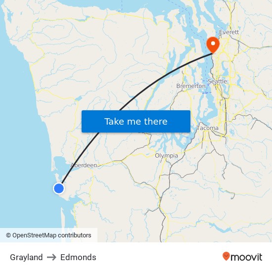 Grayland to Edmonds map