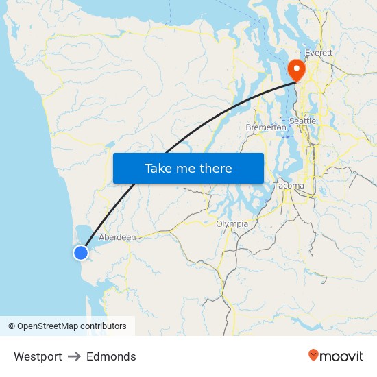 Westport to Edmonds map