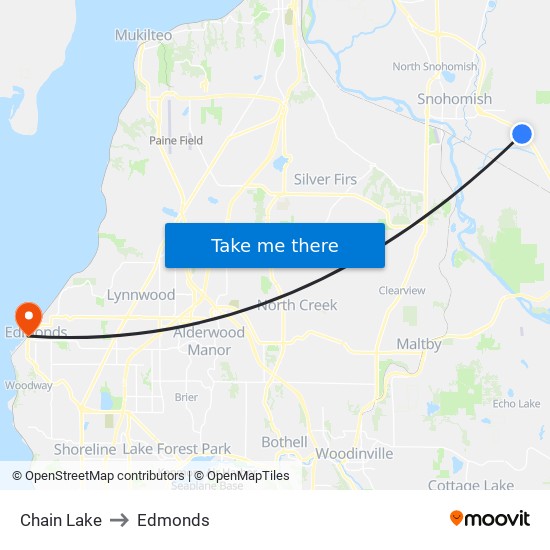 Chain Lake to Edmonds map