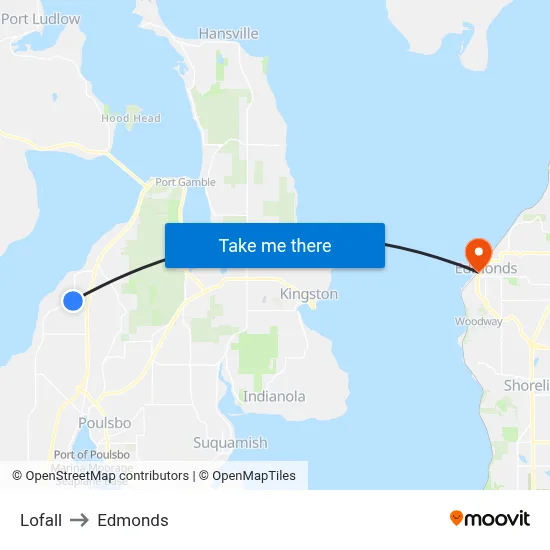Lofall to Edmonds map