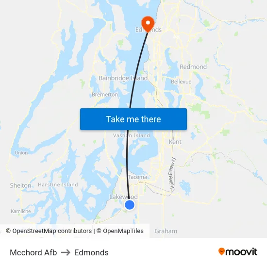 Mcchord Afb to Edmonds map