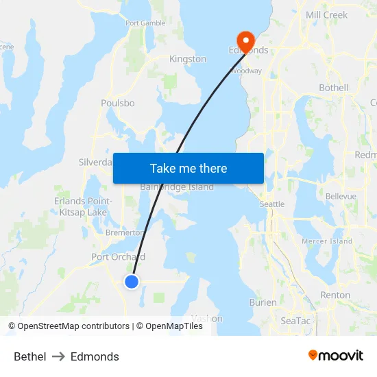 Bethel to Edmonds map