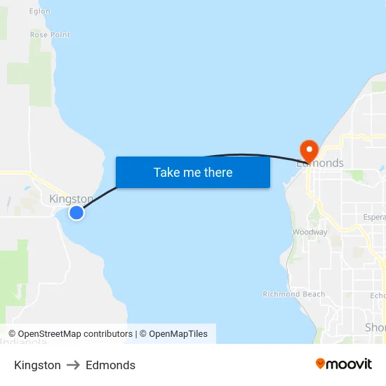 Kingston to Edmonds map